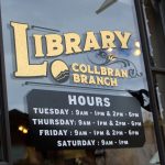 Photo of Collbran Branch Library window sign