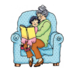 A woman reading to a child