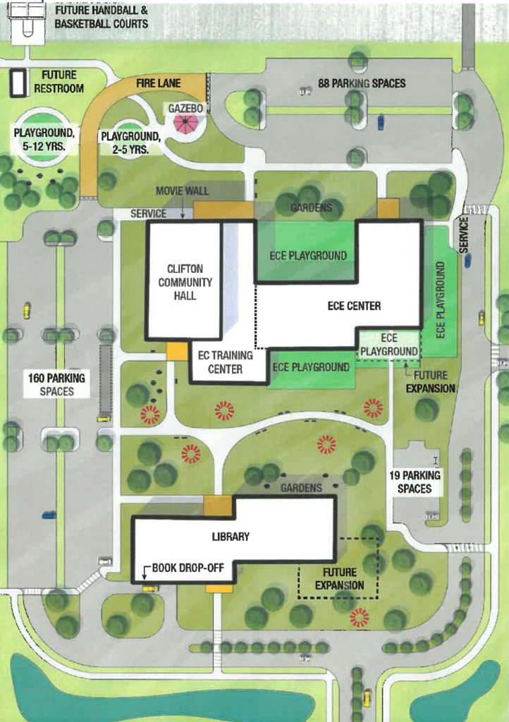 artist rendering of the clifton community campus layout
