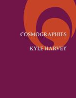 Booc cover for Cosmographies by Kyle Harvey, read and orange swirl background with white font