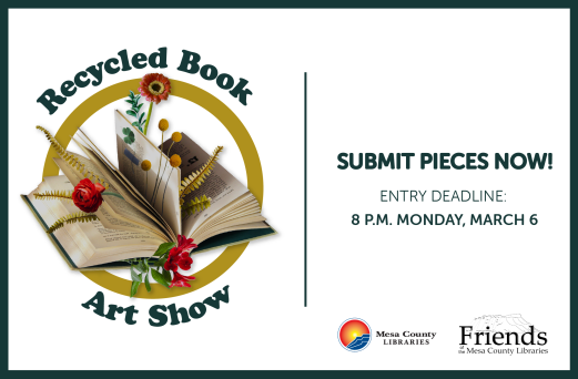 Recycled Book Art Show: Submit Pieces Now! Entry Deadline: 8pm Monday, March 6 2023.