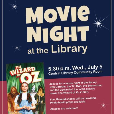 movie night at the library flyer