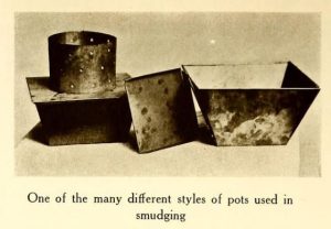 Photo I.D. - An image of a disassembled smudge pot, used for heating orchards. The photo is captioned "One of many different styles of pots used in smudging."