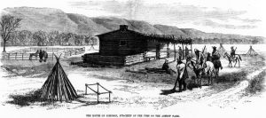 Image I.D. - Illustrated depicting Chief Johnson's home on the White River Agency farm.