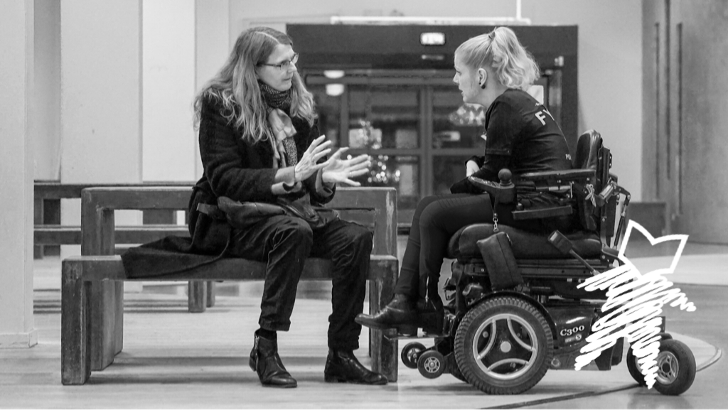 Two people having a conversation in a Human Library event