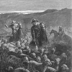 1877 engraving depicting the massacre of sheep.