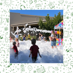 children play in foam