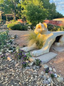 concrete sphinx in garden