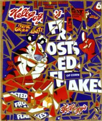 a deconstructed frosted flakes box